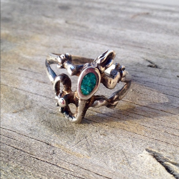 Vintage Jewelry - Vintage Silver & Turquoise Lizard Ring